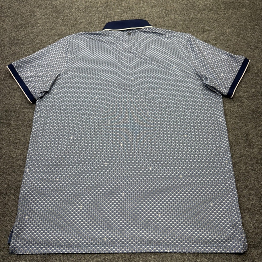 Greyson Men XL Blue Geometric Fan Print Performance Golf Polo Shirt Short Sleeve - Picture 6 of 8